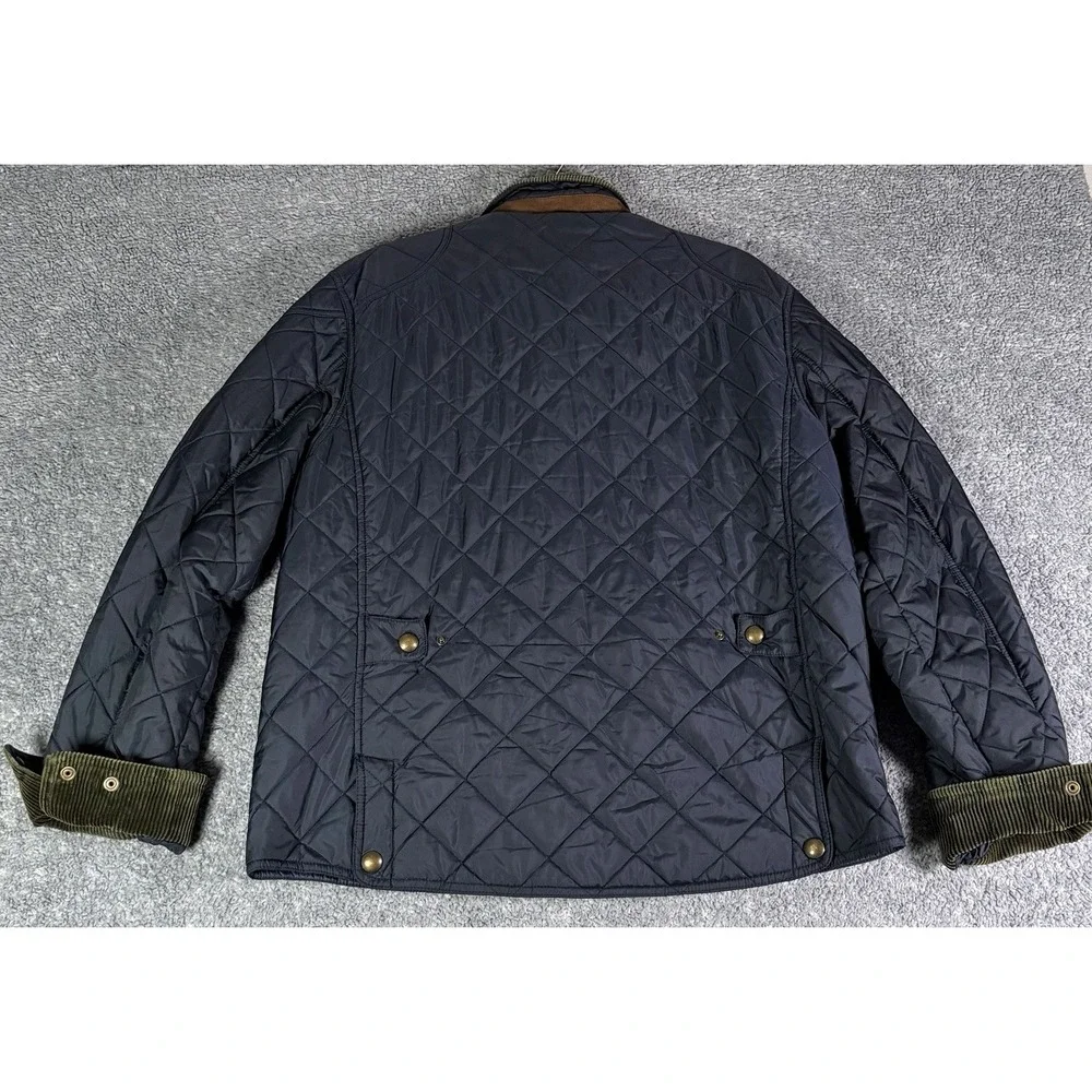 VTG 90s Polo Ralph Lauren Large Quilted Barn Jacket Navy Corduroy Collar READ